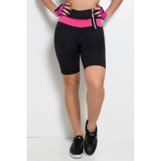 Bermuda Yanna Preto e Rosa Pink